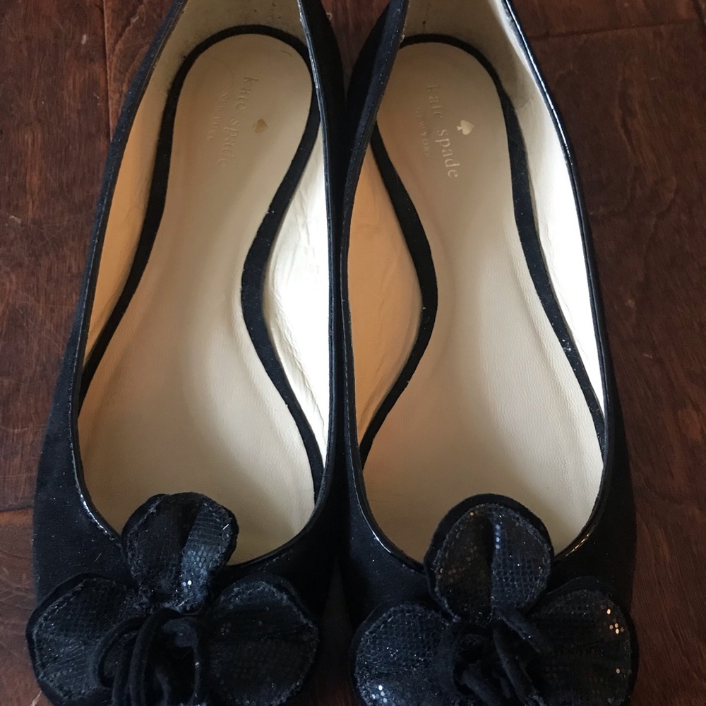 Kate Spade black peep toe flats